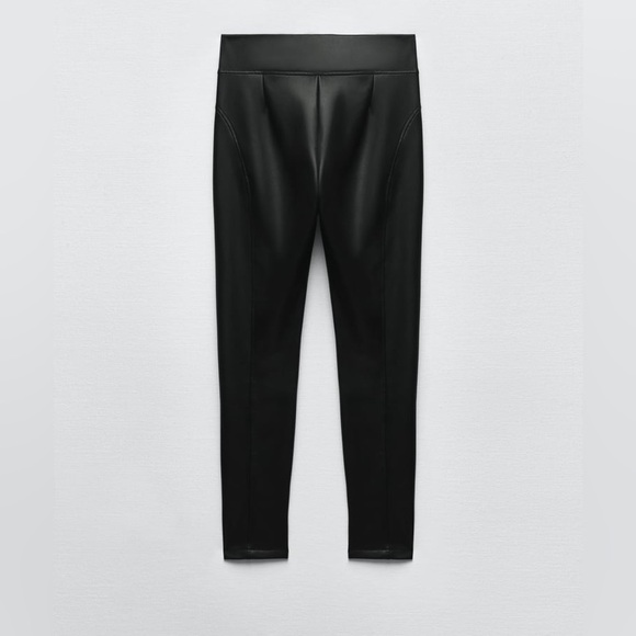 NWT. Zara Black Faux Leather High-Waisted Leggings. Size S. - Picture 7 of 13